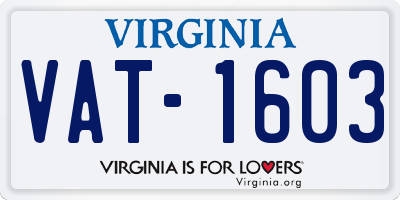 VA license plate VAT1603