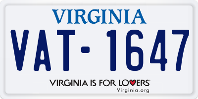 VA license plate VAT1647