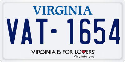 VA license plate VAT1654