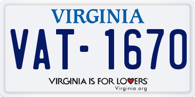 VA license plate VAT1670