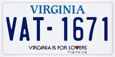 VA license plate VAT1671