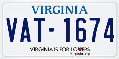 VA license plate VAT1674