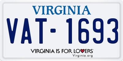 VA license plate VAT1693