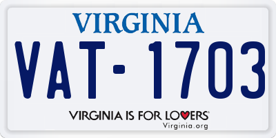 VA license plate VAT1703