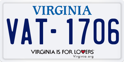 VA license plate VAT1706