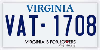 VA license plate VAT1708