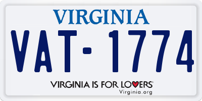 VA license plate VAT1774