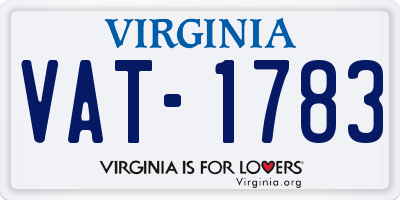 VA license plate VAT1783