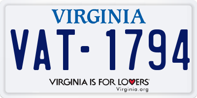 VA license plate VAT1794