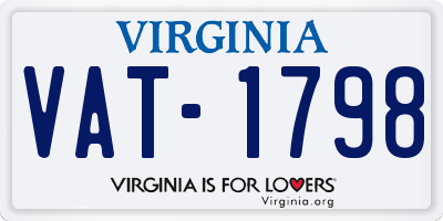 VA license plate VAT1798