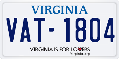 VA license plate VAT1804