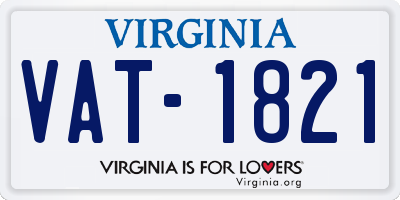 VA license plate VAT1821