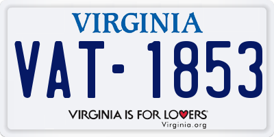 VA license plate VAT1853