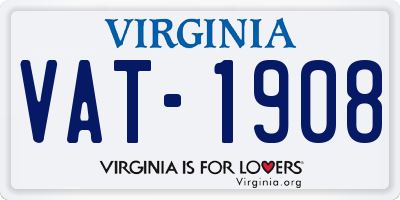 VA license plate VAT1908