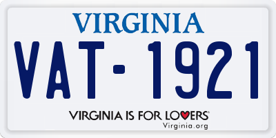 VA license plate VAT1921