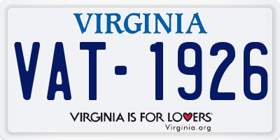 VA license plate VAT1926