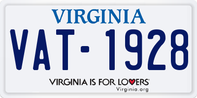 VA license plate VAT1928