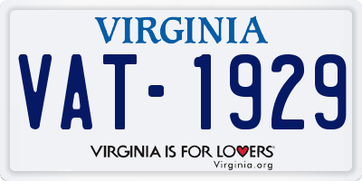 VA license plate VAT1929
