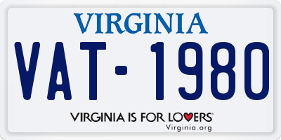 VA license plate VAT1980