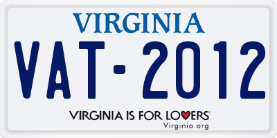 VA license plate VAT2012