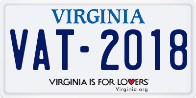 VA license plate VAT2018