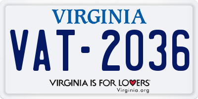 VA license plate VAT2036