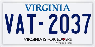 VA license plate VAT2037