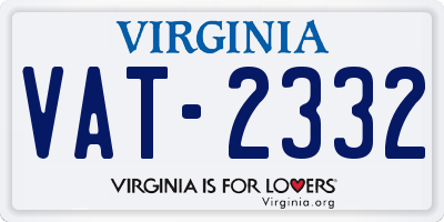 VA license plate VAT2332