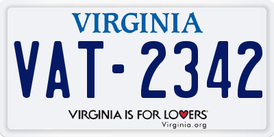 VA license plate VAT2342