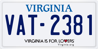 VA license plate VAT2381