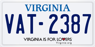 VA license plate VAT2387