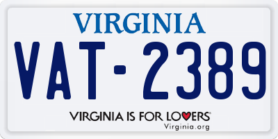 VA license plate VAT2389