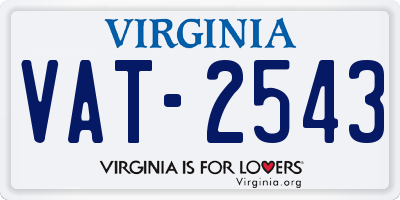 VA license plate VAT2543