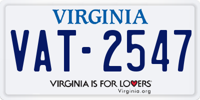 VA license plate VAT2547