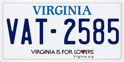 VA license plate VAT2585