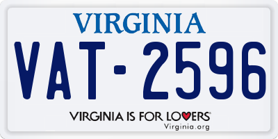 VA license plate VAT2596