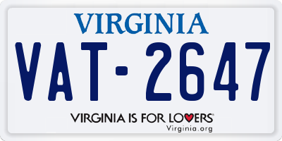 VA license plate VAT2647