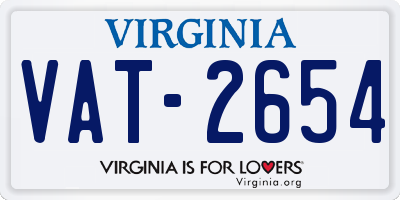 VA license plate VAT2654