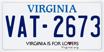 VA license plate VAT2673