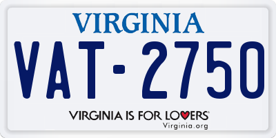 VA license plate VAT2750