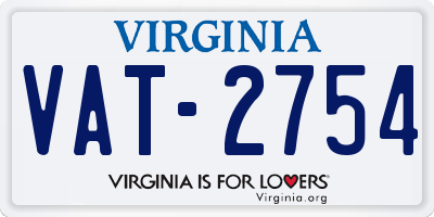 VA license plate VAT2754