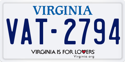 VA license plate VAT2794