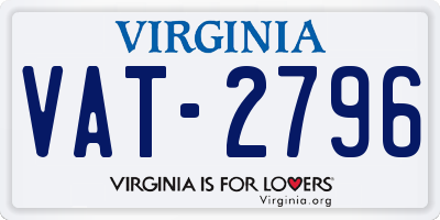 VA license plate VAT2796