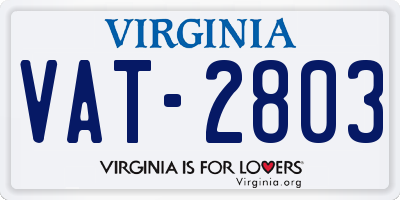 VA license plate VAT2803