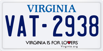 VA license plate VAT2938