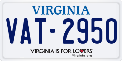 VA license plate VAT2950