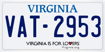 VA license plate VAT2953