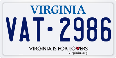 VA license plate VAT2986