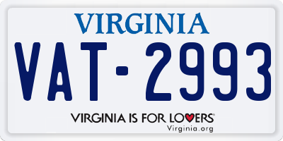 VA license plate VAT2993