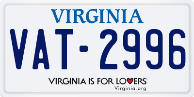 VA license plate VAT2996